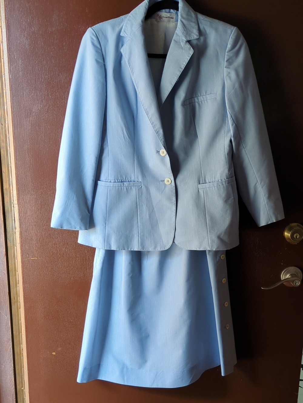 Vintage Evan-Picone Pale Blue Lined Suit Jacket And Skirt, Size 10